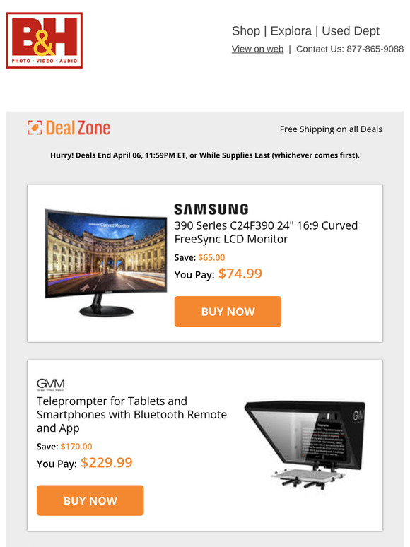 Today's Deals: 🔥$65.00 OFF! Samsung 24" 16:9 Curved FreeSync LCD Monitor & More!