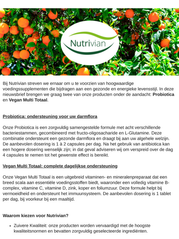 Ondersteun je gezondheid met Nutrivian