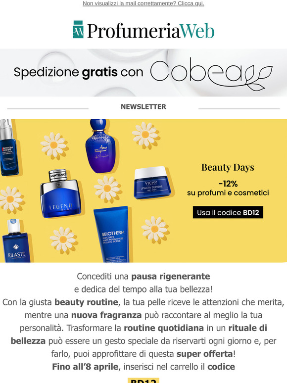 🏵️Ultimi giorni! -12% su profumi e cosmetici