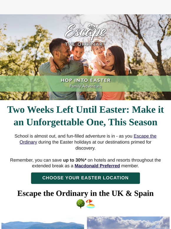 2 Weeks Until Easter: Up to 30% off Hotels and Resorts! 🐣🛎️