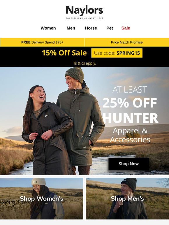 At Least 25% Off Hunter Apparel & Accessories