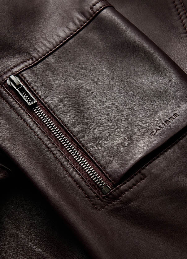 Leather Bomber Jacket Wine