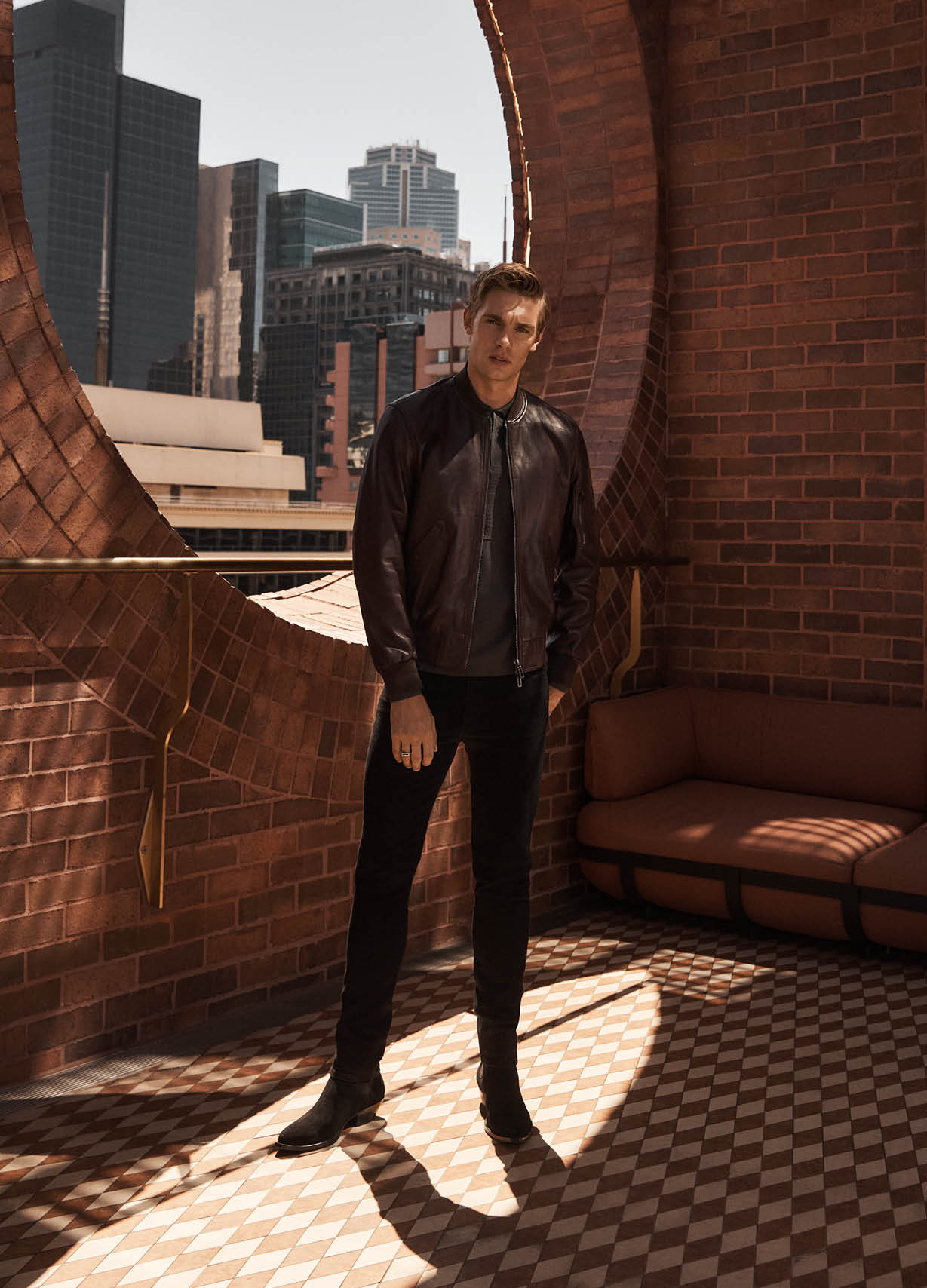 Leather Bomber Jacket Wine