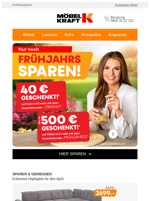 🌷 Frühjahrssparen: 40€ Rabatt¹ auf Deko & Haushaltswaren + bis zu 500€² auf Möbel & Küchen!