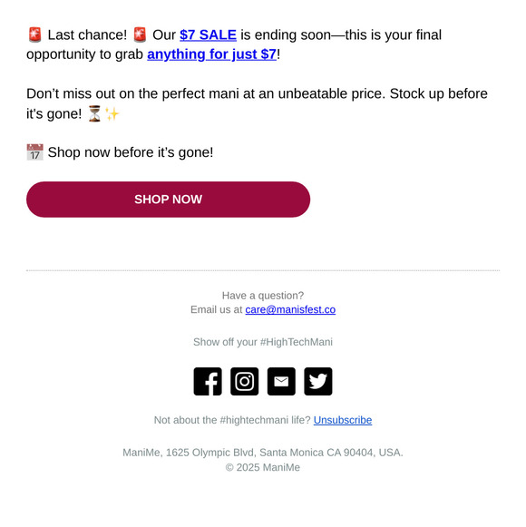 Last Chance: $7 SALE