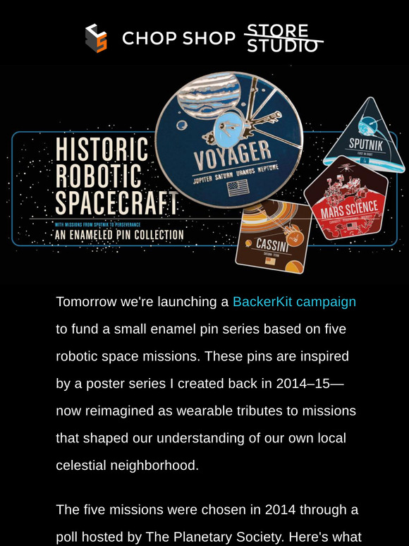 Launching tomorrow: enamel pins for historic space missions