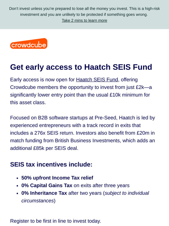Early access: Haatch SEIS Fund – invest from £2k
