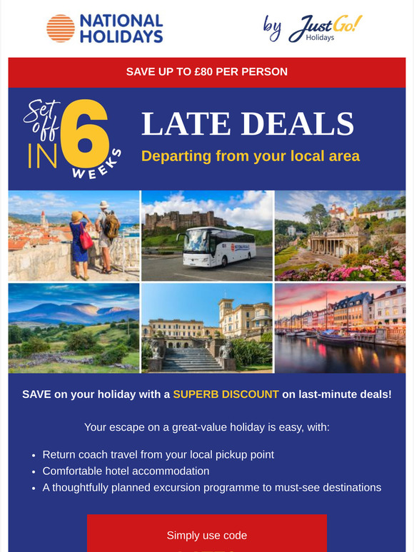 Fancy a last-minute getaway with up to £80pp off?