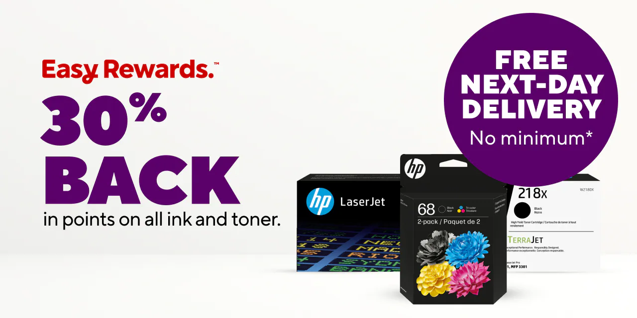 30% back in points on all ink and toner.
