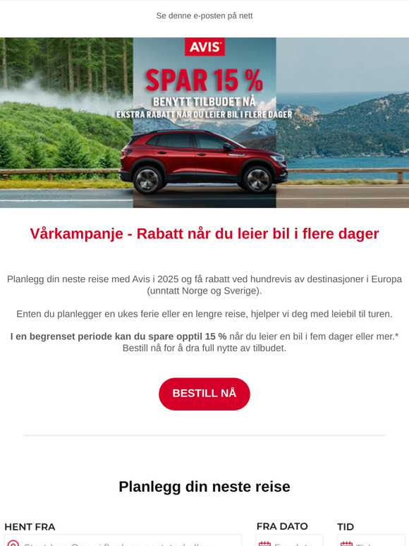 Ekstra rabatt når du leier bil i flere dager