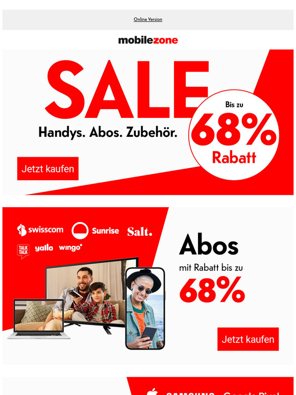 —, bis zu 68% auf Handys, Abos und Zubehör