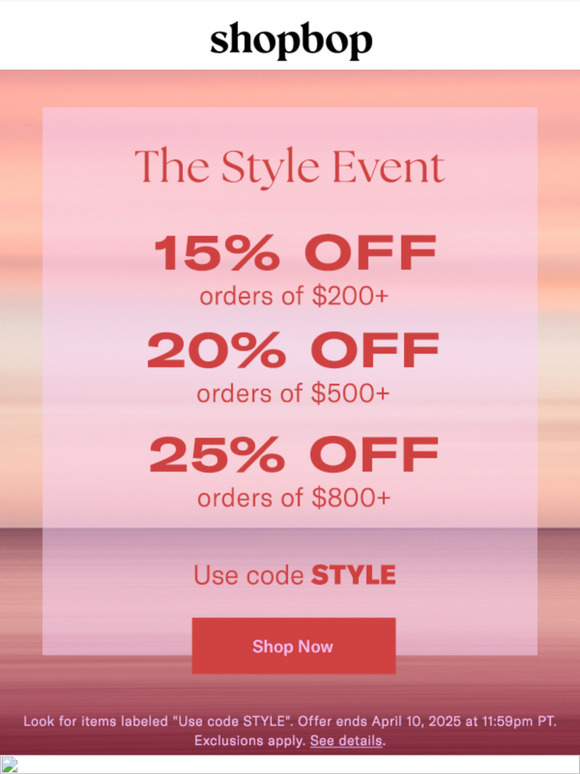 IT’S HERE: up to 25% off your order