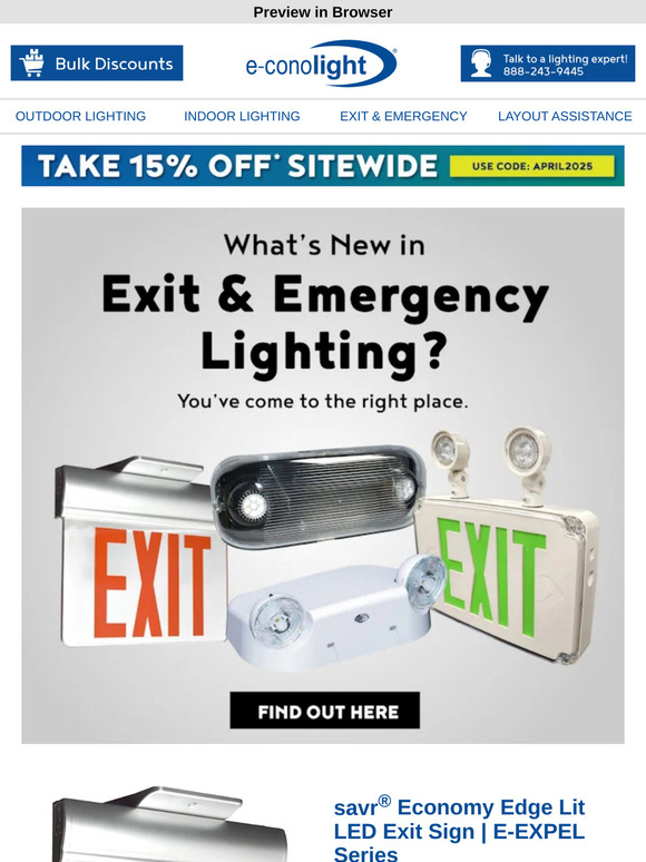 💡Savor This Exit & Emergency Light Combo Meal + Take 15% off!