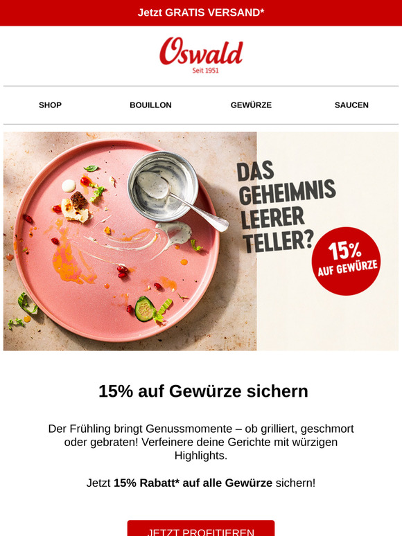 Jetzt 15% auf alle Gewürze