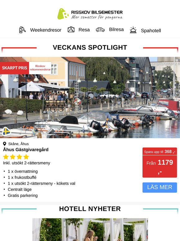 VECKANS SPOTLIGHT - 2 dagar från 1179,- inkl. utsökt 2-rättersmeny!