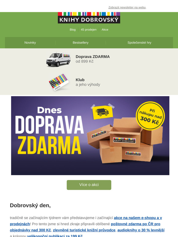 Poštovné ZDARMA pro všechny objednávky nad 300 Kč