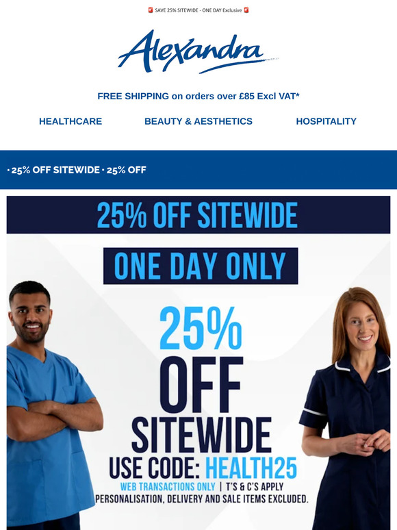 25% Off SITEWIDE - Tick Tock, ONE DAY Exclusive! ⏰ - Alexandra Celebrates World Health Day 🌍🩺