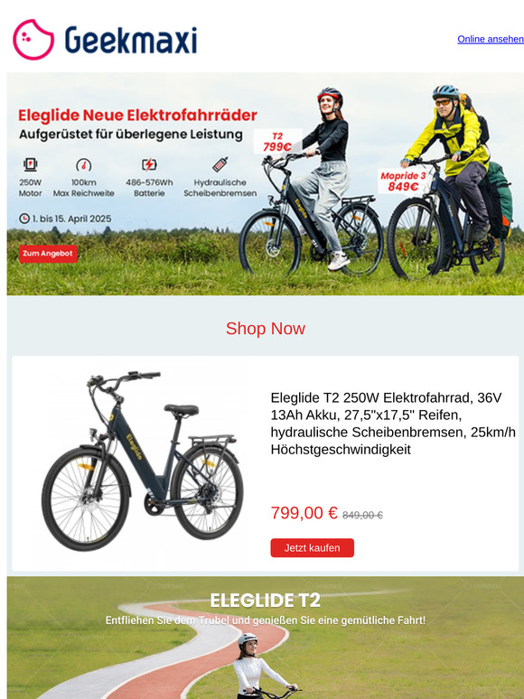🚲 [Neu eingetroffen] Eleglide 250W E-Bike – jetzt zum Top-Angebot!