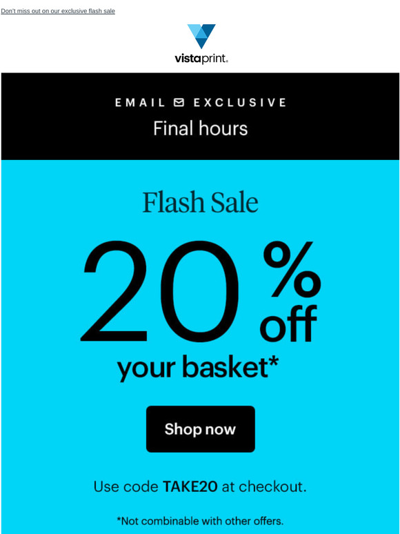 FINAL HOURS ⏳ | 20% off your basket
