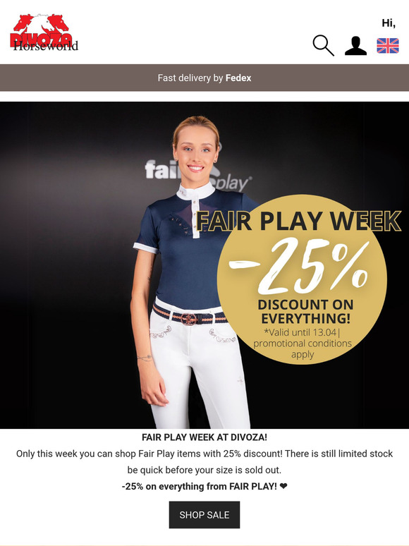 -25% on everything from Fair Play | Visit us on 2nd Easter Day 🐎