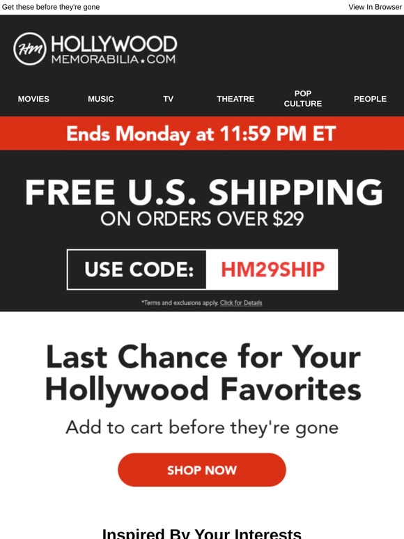 Finalize Your Hollywood Memorabilia Collection...