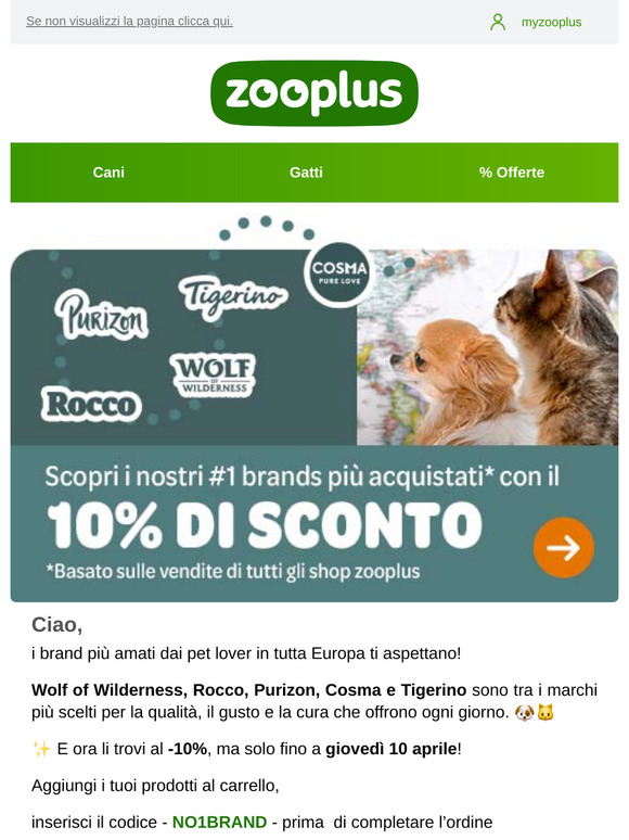 ⏰ Ultime 48 ore: -10% sui top brand zooplus