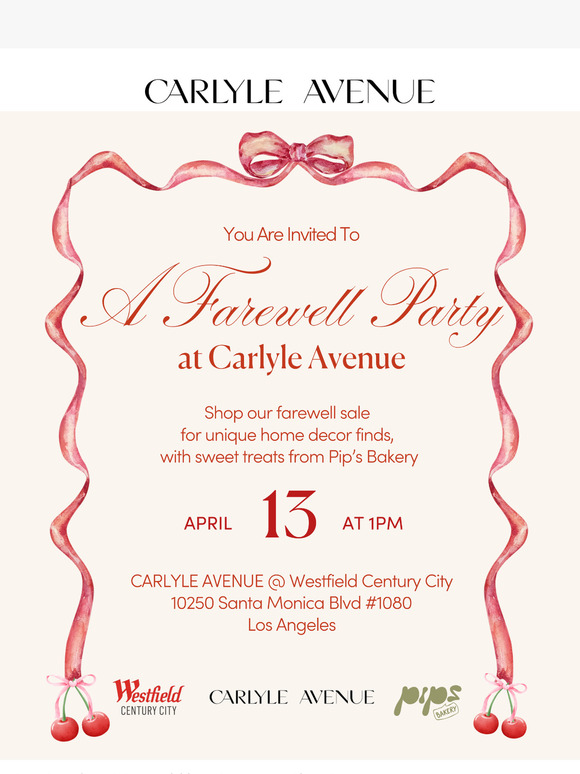 Our Farewell Party + Online Spring Sale!