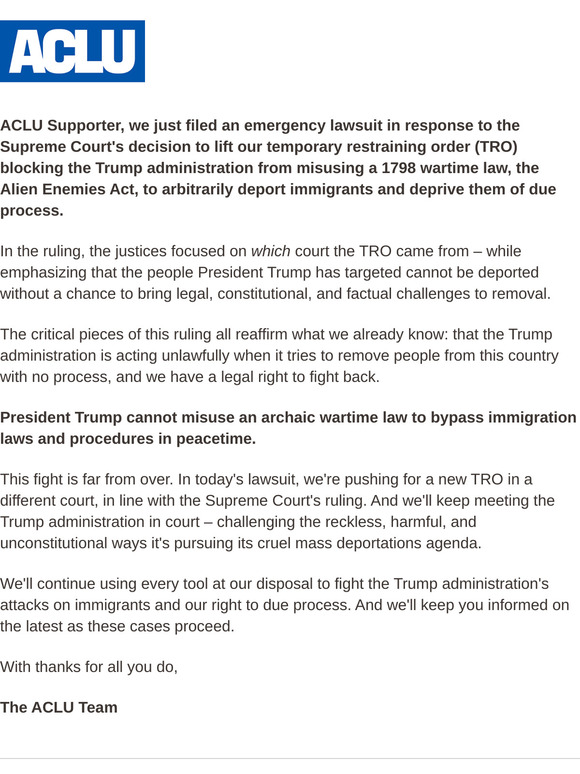 [Supreme Court Update] These illegal deportations must be stopped.