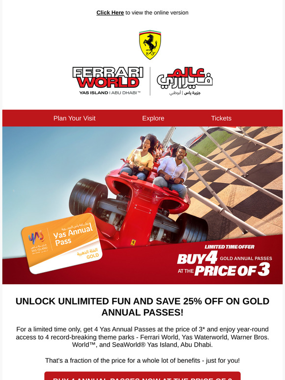 Get 4 Yas Annual Passes at the Price of 3