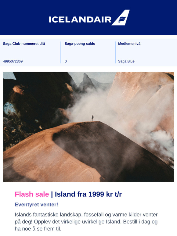Flytilbud | Island fra 1999 kr t/r - bestill senest på torsdag!