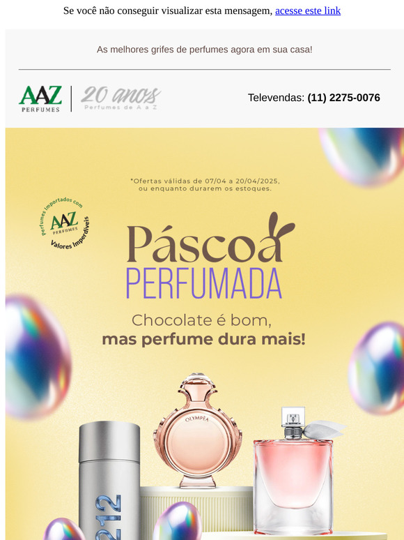 Chocolate é Bom, Mas Perfume DURA MAIS! 🐰✨ Aproveite Nossa PÁSCOA PERFUMADA.