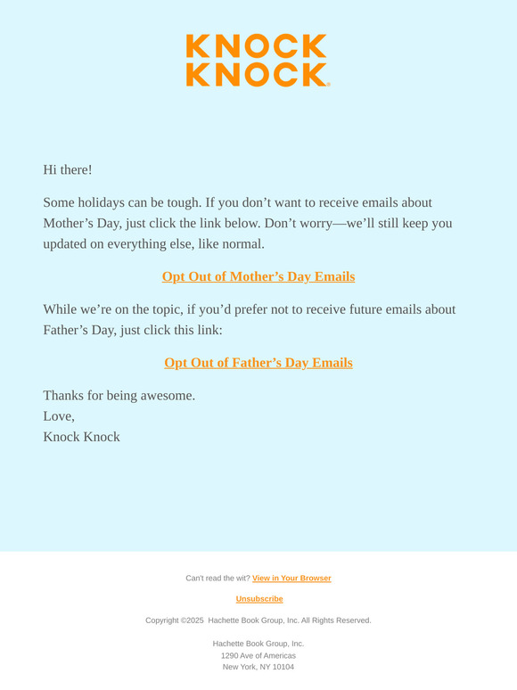 You Can Skip Mother’s Day Emails if You’d Prefer