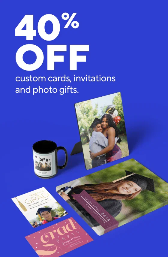 40% off cards, invites and photo gifts