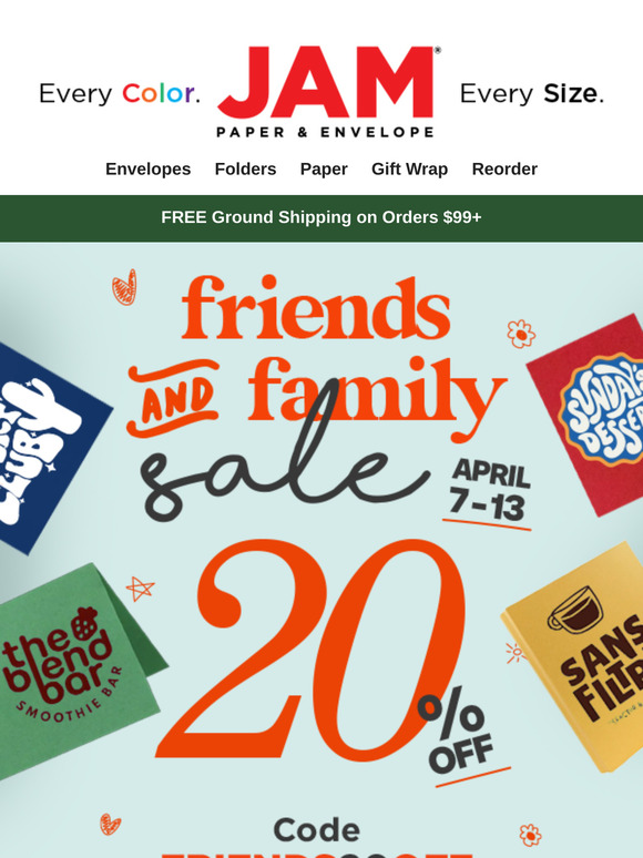 Enjoy 20% OFF sitewide during our Friends and Family Sale! 👫