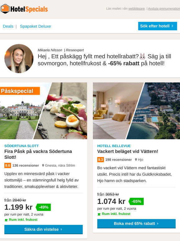 Bo på hotell över Påsk med -65% rabatt! 🐥