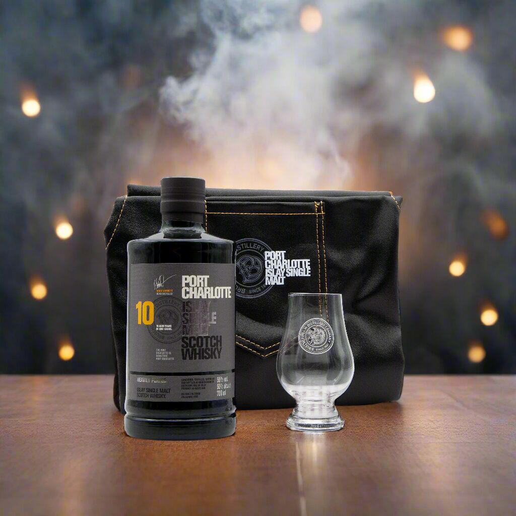 Port Charlotte 10 Year Old with Branded Glass & Leather Apron