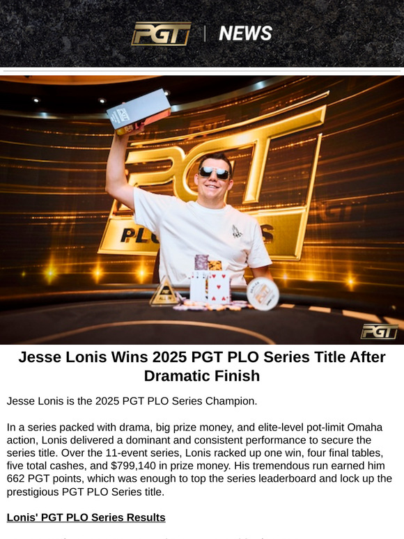 Jesse Lonis Clinches PGT PLO Series Title in Thrilling Finish