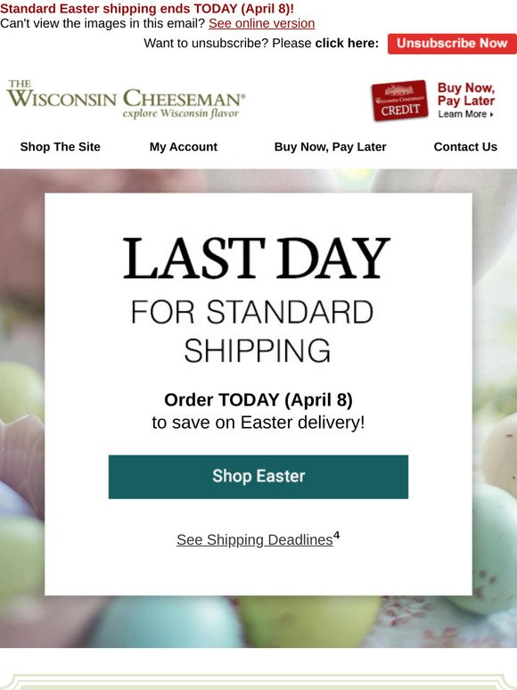 Last Day to Avoid Rush Shipping Charges
