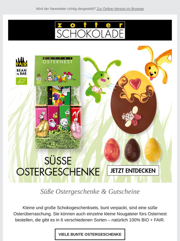 Ostergeschenke & Gutscheine von Zotter 🐰