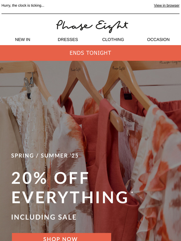 —, 20% off EVERYTHING ends tonight!