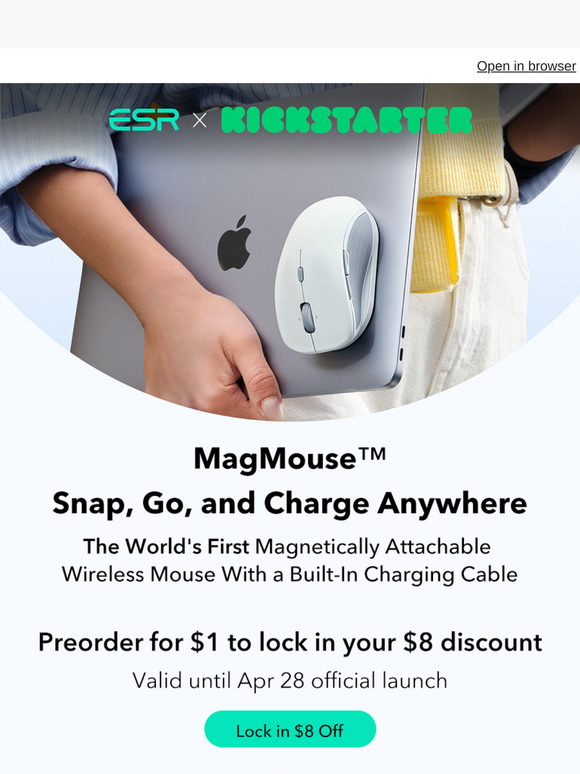 Introducing the world's first magnetic mouse with a built-in charging cable | ESR
