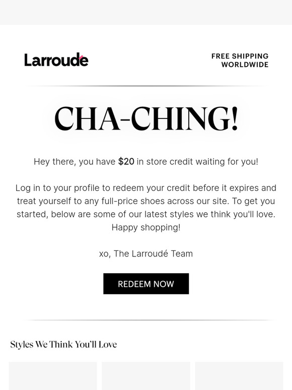 You Have $20 In Store Credit!