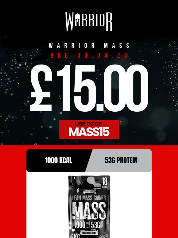 Stock Up! Warrior Mass Gainer Only £15