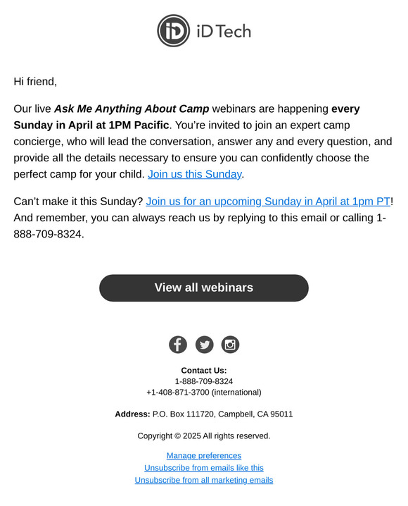 Every Sunday in April: Ask Me Anything About Camp