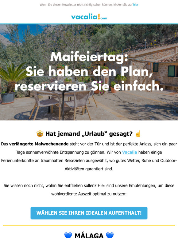 🤪​ Maifeiertag: Sie haben den Plan bereits, Sie müssen nur noch buchen. 🤪