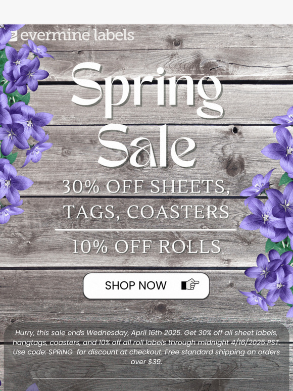 Spring Sale 🌼10% off Roll Labels + more!