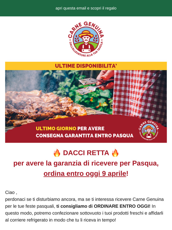 ☀️ ULTIME 24 ORE: ordina la carne per Pasqua