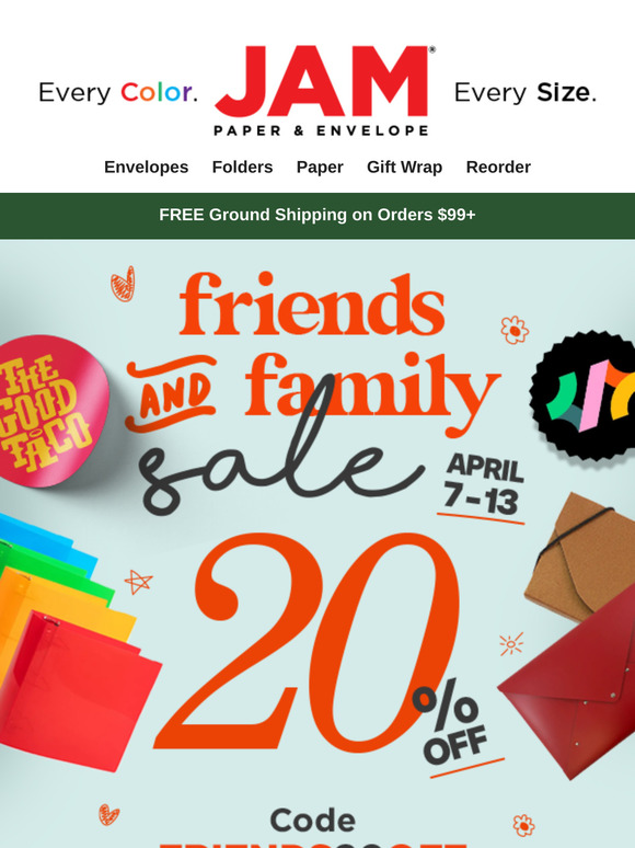 Friends and Family Sale going strong with 20% OFF sitewide! 👏