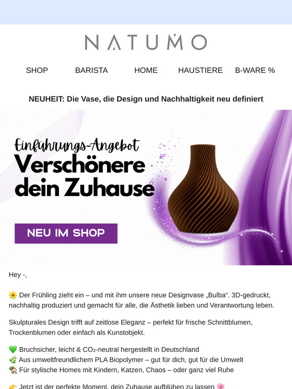 💐 Neu & exklusiv: Stylische Designvase + 25 % Launch-Rabatt!
