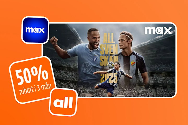 50% rabatt på abonnemanget Allente Stream Flex 2 + Max Sport i 3 mån